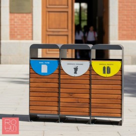 Paperera de fusta per reciclatge model Hèlix 